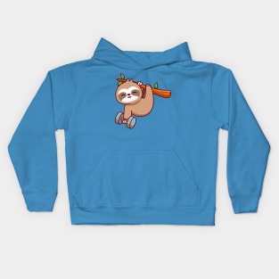 Cute Sloth Holding Dumbbell Cartoon Kids Hoodie